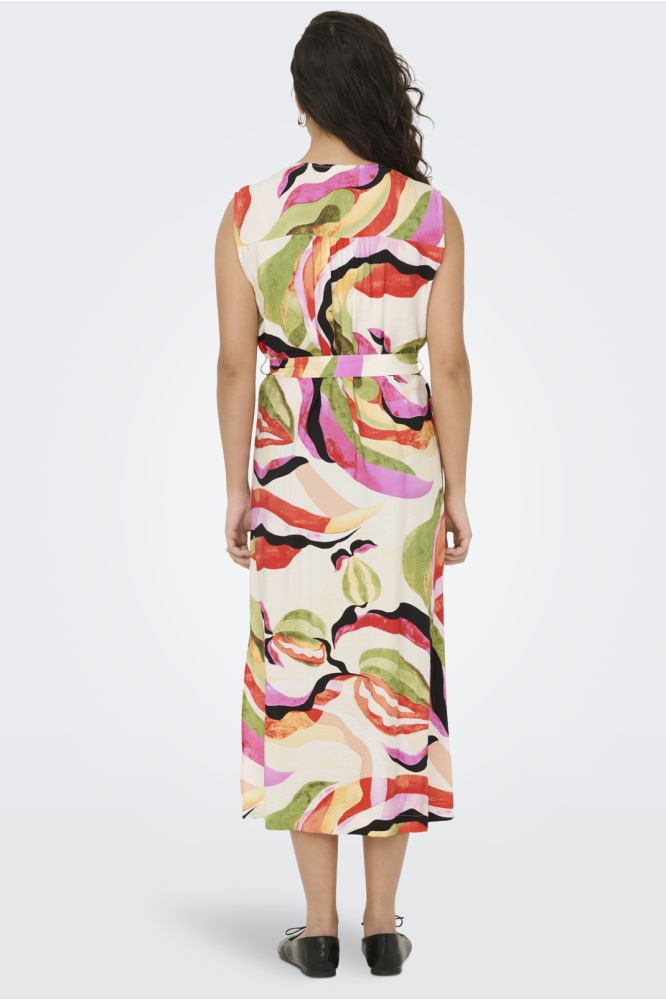 JDYLUMI S/S MIDI SHIRT DRESS WVN 15351621 CLOUD DANCER/MULTI ABST